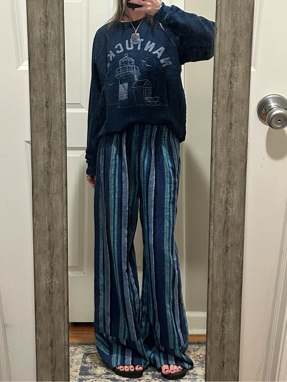 NWT Free People X Retro Brand Nantucket Crewneck in Navy Size Medium - Picture 14 of 16